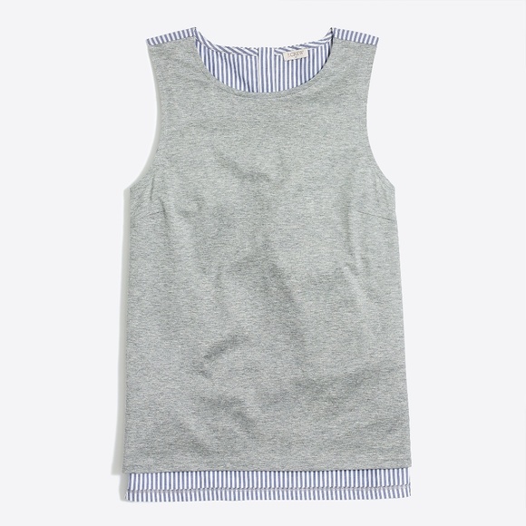 J. Crew Tops - J Crew Gray/Blue Pinstripe Tank Size S